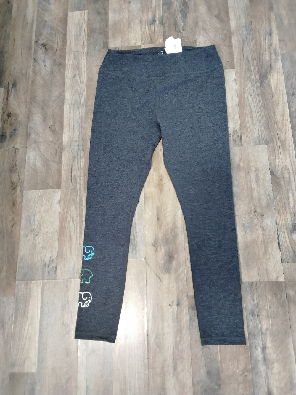 Kids Dark Gray Leggings with Elephant Accent